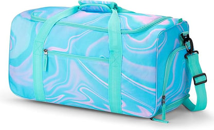 Choco Mocha Girls Teal Suitcase with Wheels Kids Rolling Duffle Bag for Camping Teen Girls Luggage Bag for Travel, 22inch