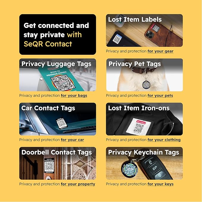 Smart Luggage Tags | Privacy QR Code Luggage Tag Keeps Personal info Private | Customizable Travel Suitcase Tags for Women Men | Use with GPS Bag Locator Tracking Tags, Air Tag for Android or iOS