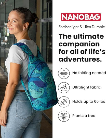 Nanobag Ultra-Lightweight Foldable Backpack for Traveling and Compact Mini Hiking Pack for Men & Women, Reusable Collapsible