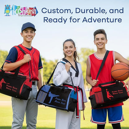 Personalized Kids 18 Inch Sport Duffel Bag With Custom Name & Text - Basketball