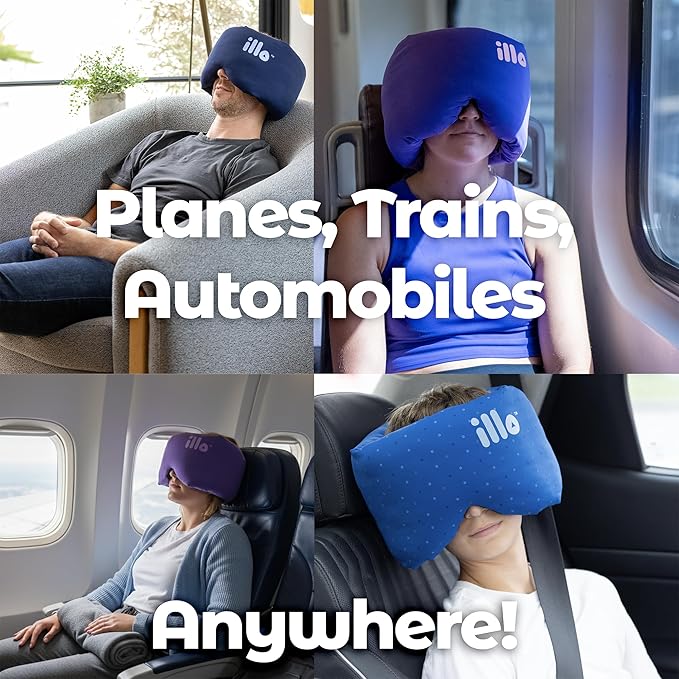 illo Wearable Pillow Sleep Mask | Soft Mulberry Silk Blackout Sleeping & Napping Eye Mask | Best for Home Bed, Work, Airplane, Side Sleeper | Reversible as Travel Neck Pillow | Women & Men