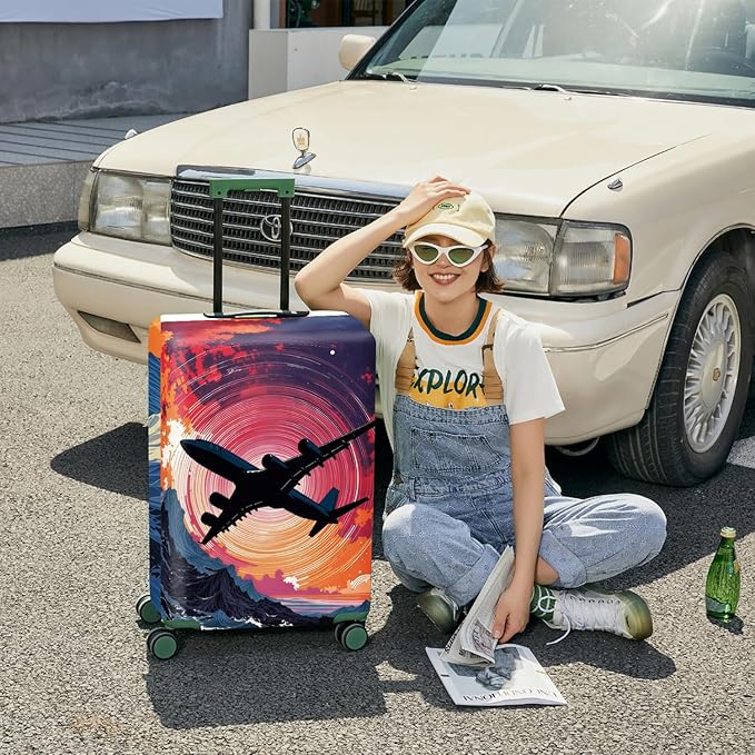 ANNA QUEEN Travel Luggage Cover Suitcase Protector Suitcase Cover Anti-Scratch,Stretchable Bag Cover Washable Durable Polyester with Elastic Hem with Zipper Closure