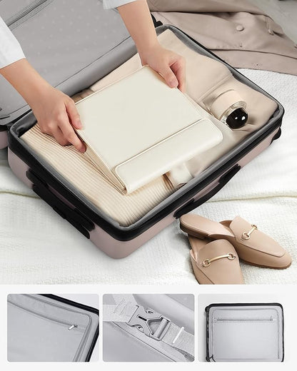 NINETYGO Luggage Sets 3 Piece, Carry On Luggage Airline Approved, Medium Large Checked Luggage with Spinner Wheels, Expandable, Hard Shell PC Suitcase Sets, TSA, 20in/24in/28in (Grey, Rhine Max)