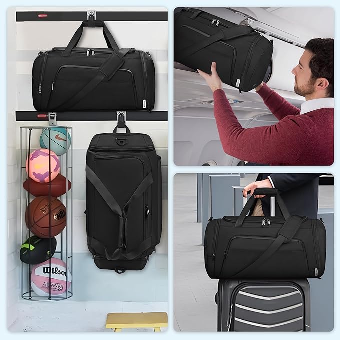 Duffle Bag for Men Travel Duffel Bags with Shoe Compartment Carry On Bag with Luggage Sleeve Overnight Weekend Gym Bag with Wet Pocket Carry On Luggage Bags