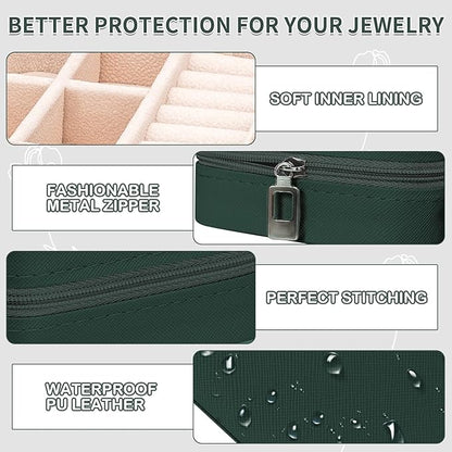 Leezmark 8 Pcs Bridesmaid Gifts Set Of 8 Jewelry Travel Case, Velvet Bridesmaid Proposal Gifts Box Portable Jewelry Travel Organizer Small Jewelry Box Mini Storage Box, Green