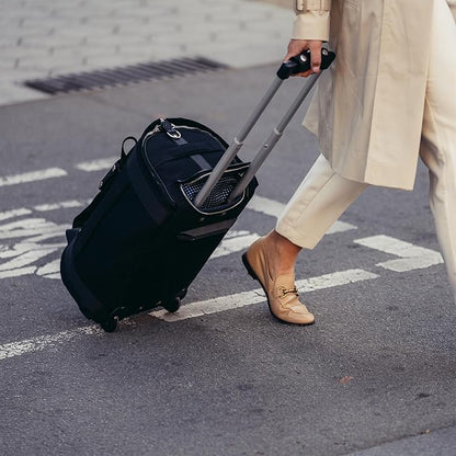 Wool & Oak - NOVA Large Duffle Bag with Wheels - Carry On Garment Duffle Bags for Travel, Overnight, Hospital - Travel Bags with Shoe Compartment & Tech Pocket - Gifts for Men (Nylon, Black)