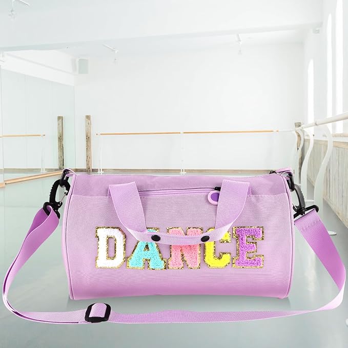 Dance Ballet Bag for Girls Sport Gym Duffle Bags Overnight Travel Bags Fun Dance Workout Duffel Bag Toddler Cute Bag for Dancers, Girls, Teens, Student Athletes (Purple)