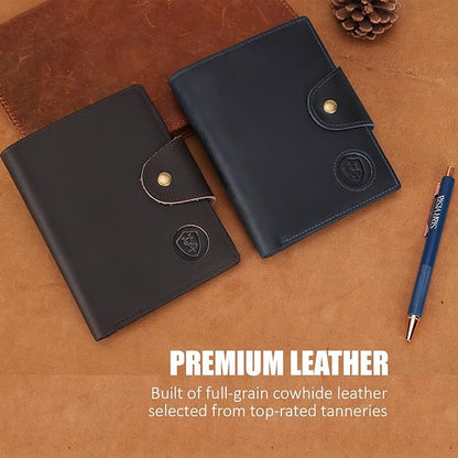 STAR VISTA Carmen Leather Passport Wallet, Dual Bifold Cash Pockets, RFID Blocking, ID Window, 6 Card Slots, Coin Pocket, SIM Slots, AirTag Slots, Navy Blue