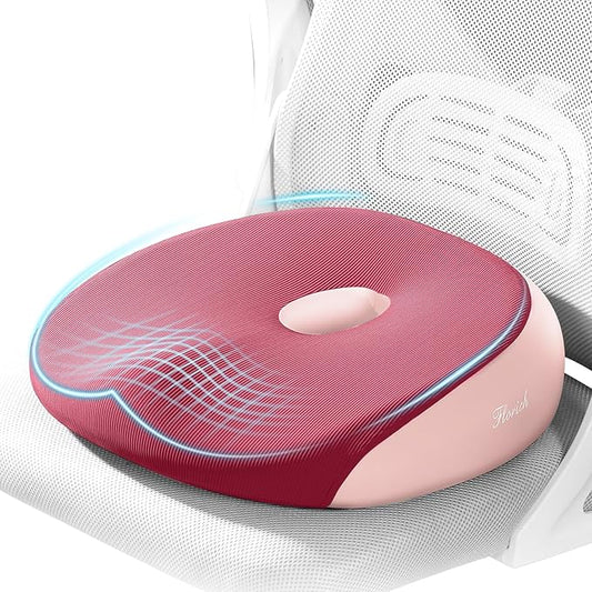 FLORICH Seat Cushion, Memory Foam Cushion for Office Chair, Ergonomic Office Seat Chair Cushion for Relieving Sciatica, Soft & Breathable Car Seat Cushion - Pink