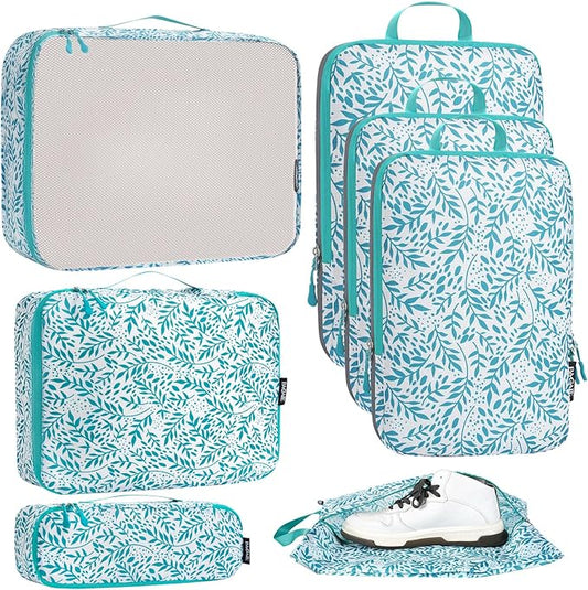 Bagail Ultralight Compression Cubes 7 Set - 3 Packing Cubes, 3 Organizers, and 1 Shoe Bag