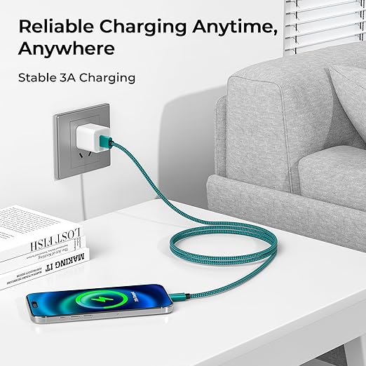 Basesailor USB Type C Charger Cable 10FT 2Pack,Nylon Charging Cord for iPhone 17 16 Pro Max,Samsung Galaxy Z Fold 5,Note 20,Tab S9 S10 S10E 10E FE S25 S24 Plus Ultra,A55 A54,Google Pixel 8 7 6