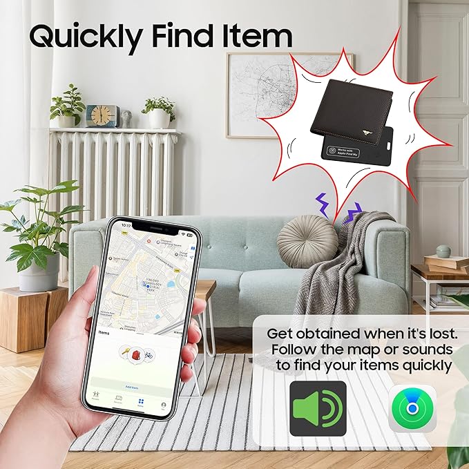 2-Pack Wallet Tracker Card for Apple Find My(iOS Only), Rechargeable Thin Finder with Wireless Charging - Portable Item Locator for Keys, Luggage, Passports and Bags