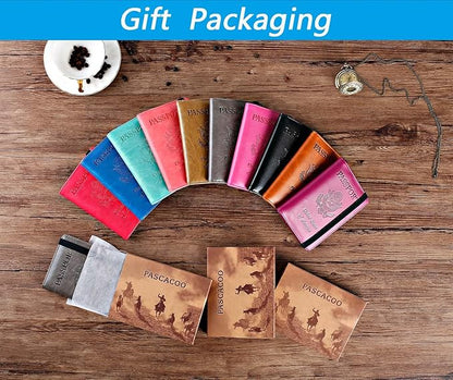 Airtag Passport Holder Cover Wallet Travel Essentials RFID Blocking Leather Card Case International Must Haves Travel Accessories for Women Men(119#Grey)