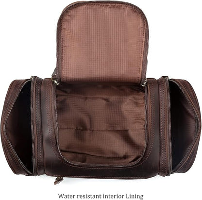 Polare Toiletry Bag Full Grain Leather Shaving Kit Dopp Kit Travel Case Wash Bag with YKK Zippers