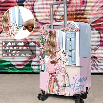 Travel Luggage Cover Suitcase Protector Fits 18-32 Inch Wheel Covers PatternedTravel Related Items Flower Luggage Protector Elastic M