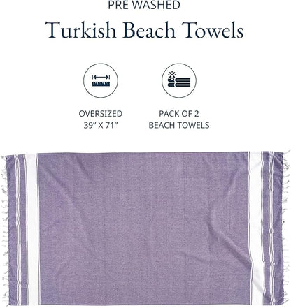 LANE LINEN Beach Towel 2 Pack - Pool Towel Oversized, Pre-Washed Extra Large Beach Towels, Sandless Beach Towel, Quick Dry Travel Towel, Large Pool Towels, 39"x71" - Day Break