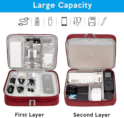 CILLA Electronic Organizer Travel Case, Travel Cord Organizer Case Portable Waterproof Cable Organizer Bag for Charger, Cord, USB, Power Bank, Earphone