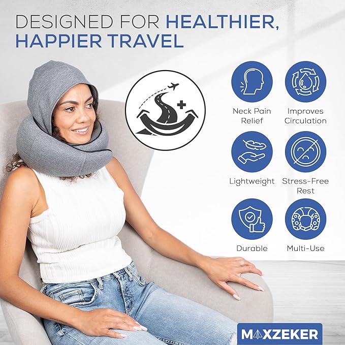 Airplane Pillow For Long Flight - Memory Foam Travel Pillow. Washable, Comfortable Breathable Cover. Carry Bag.Travel Neck Pillows For Airplanes, Best For Fong Flights, Home Use And Car Rides