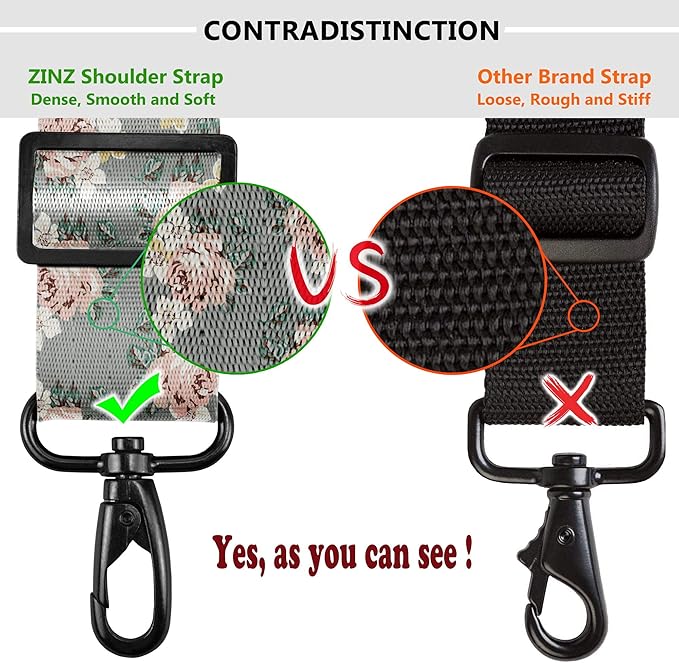 Shoulder Strap, ZINZ 57" Padded Adjustable Shoulder Bag Straps Replacement for Bags with D-Ring (DR02O01)