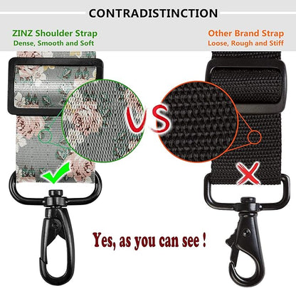 Shoulder Strap, ZINZ 57" Padded Adjustable Shoulder Bag Straps Replacement for Bags with D-Ring (DR02O01)
