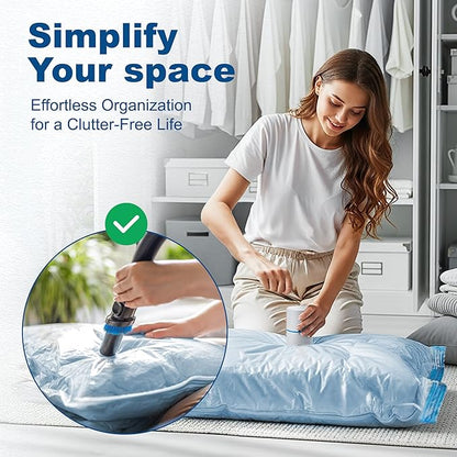 HOUSE DAY 22 Pack Vacuum Seal Bags For Clothing Travel, Vacuum Bags With Electric Pump, Vacuum Sealer Bag for Clothes, Comforters, Blankets, Pillows, Moving (4XL/4L/4M/4S/2S Roll/2XS Roll/2XXS Roll)
