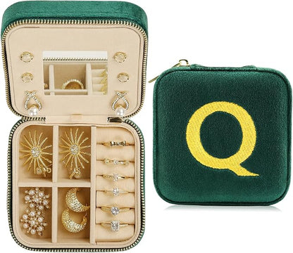 Jenria Christmas Gift for Women, Travel Jewelry Case for Women, Jewelry Organizer, Jewelry Box, Unique Gifts, Personalized Gifts for Her, Birthday Gifts for Mom, Teen Girl, Girlfriend, Green, Q