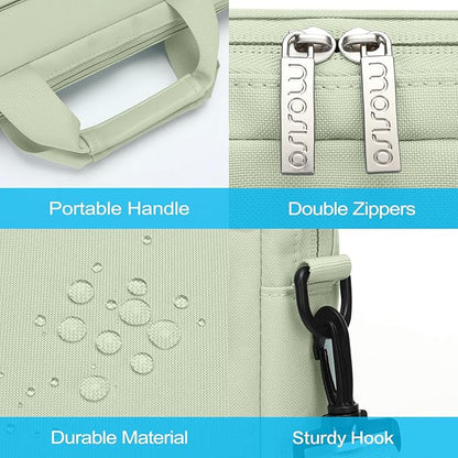 MOSISO Laptop Shoulder Bag 15.6 inch, 15-15.6 inch Computer Bag Compatible with MacBook Pro 16 inch, HP, Dell, Lenovo, Notebook with 2 Raised&1 Flapover&1 Horizontal Pocket&Handle&Belt, Sage Green