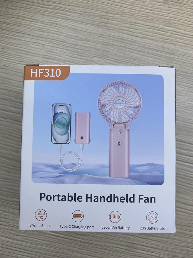 HandFan 5200mAh Handheld Fan Rechargeable, 20H Runtime Hand Fan, 3 Speeds Strong Airflow, Personal 180° Foldable Portable Fans for Travel/Summer/Concerts/Lash/Commute, Gifts for Women (Cherry Pink)