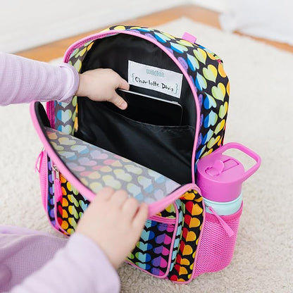 Wildkin ECO rPET Kids Backpack – Recycled, Padded, Adjustable for School & Travel – Rainbow Hearts