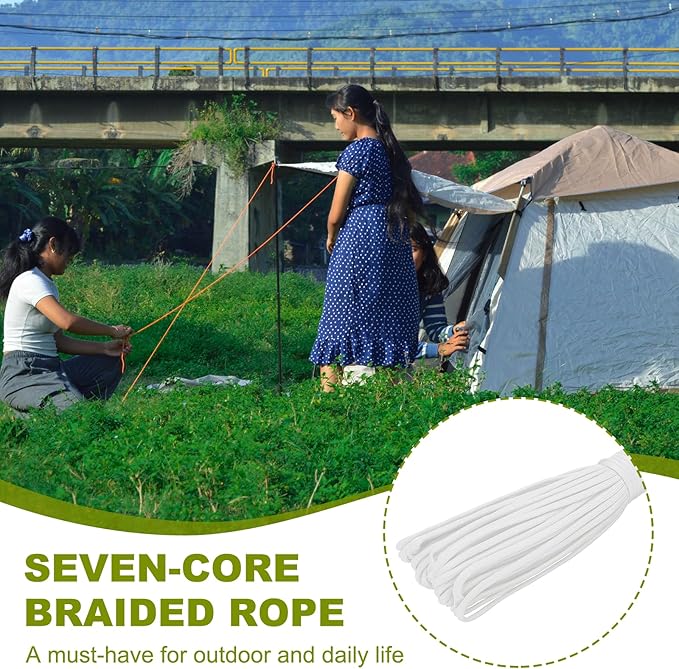 uxcell 4mm Nylon Rope, 10ft Portable Clothesline for Luggage and Backpack Tie Downs, Hanging Clothes, Swings, Camping and Mountaineering Tie Downs, White