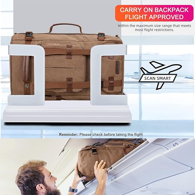 WITZMAN Canvas Backpack Vintage Travel Backpack Large Laptop Bags Convertible Shoulder Rucksack(A519-1 Brown)