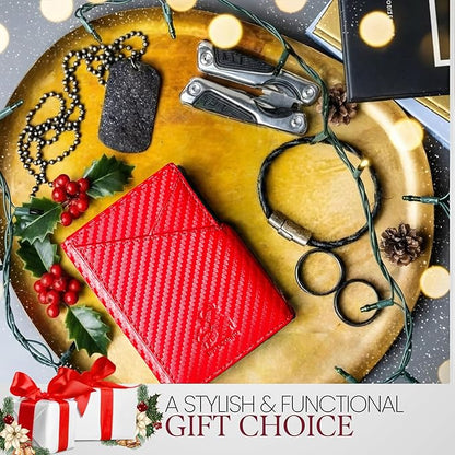 BULL GUARD Trifold RFID Blocking Front Pocket Wallet for Men, Secured Card Slots & Coin Pocket with Magnetic Closure, Durable & Modern Leather Design in Carbon Red Passion