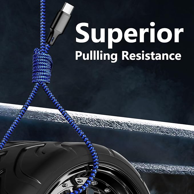 cugunu USB C to USB C Charger Cable, 5 Pack [3/3/6/6/10ft] Type C Fast Charging Cord High Data & Transfer Wire Compatible for iPhone 17/16/15 Plus/Pro Max iPad Pro Ps5 Controller Samsung (Black Blue)