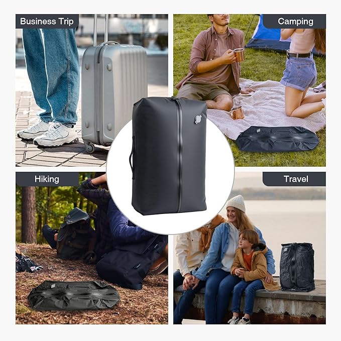 2 PC Travel Vacuum Bags with Pump, IP67 Reusable Vacuum Compression Bags for Travel, Business Trips, Hiking, Camping, Water Activities, Vacuum Seal Bags for Clothing