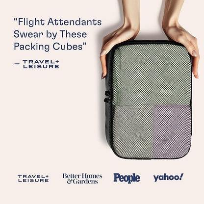 Shacke Premium 5 Packing Cubes Set - Lightweight Mesh Travel Luggage Organizers with Laundry Bag, 5-Piece Suitcase Storage System (Air Black)