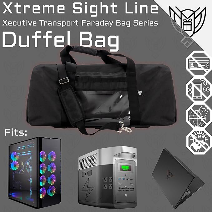 Xtreme Sight Line ~ AQUA Duffel Faraday Bag ~ Water-Proof Signal Blocking Duffel Bag for Large Electronics ~ Tracking/Hacking Defense ~ Data Security ~ 1000D Nylon ~ Woodland Camo