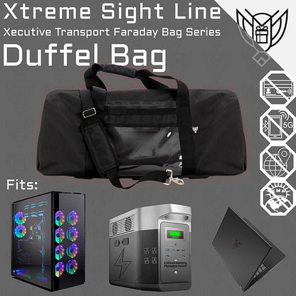 Xtreme Sight Line ~ AQUA Duffel Faraday Bag ~ Water-Proof Signal Blocking Duffel Bag for Large Electronics ~ Tracking/Hacking Defense ~ Data Security ~ 1000D Nylon ~ Woodland Camo