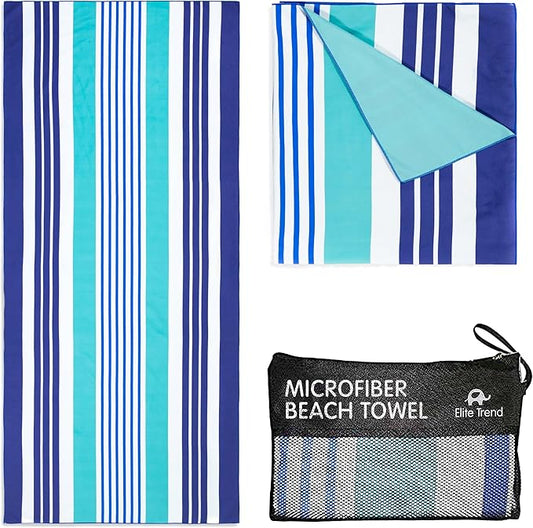 Elite Trend Quick Dry Towel Large 63x31 Inch - Microfiber Beach Towel - Perfect for Beach, Travel, Swimming, Pool, Yoga, Hiking, Camping - Lightweight, Fast Drying, Compact for Adults (Ocean)