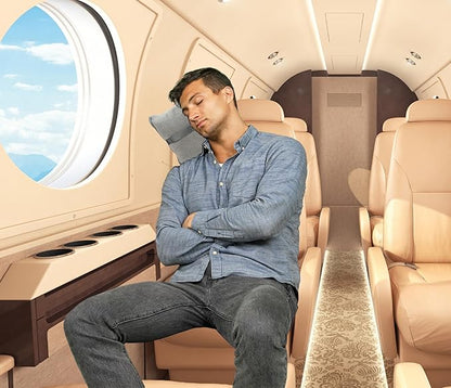 BlueHills Premium Soft Travel Blanket Pillow Airplane Flight Blanket Throw in Ultra-Soft Bag Pillow case Luggage Sleeve & Backpack Clip Large Air Warm Traveler Essentials - Light Gray T024