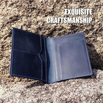 STAR VISTA Albatross Leather Travel Passport Holder, Minimalist Design, Full Grain Leather Case for Women and Men - Slim Passport Wallet, Bifold, RFID Blocking, Navy Blue