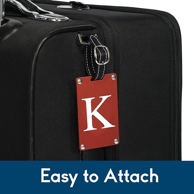 Premium 3-Layer Aluminum Luggage Tags by Fortuna - Easy to Claim, Laser-Engraved, Plastic-Free, and Eco-Friendly Luggage Tag Holders, 2-Pack, Red (K)