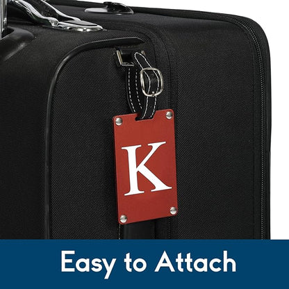 Premium 3-Layer Aluminum Luggage Tags by Fortuna - Easy to Claim, Laser-Engraved, Plastic-Free, and Eco-Friendly Luggage Tag Holders, 2-Pack, Red (K)