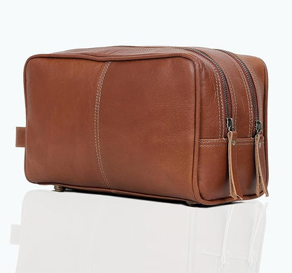 VC VINTAGE COUTURE Leather Toiletry Bag for Men Extra Large Leather Men's Toiletry Bag for Traveling Real Leather Dopp Kit for Men Leather Shaving Bag for Travel