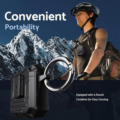 DASFOND Armor Cover AirPods 2nd & 1st Generation Case, Military Grade Full Body Shockproof Protection Hard Case, Support Wireless Charging with Keychain, Magnetic Lid, Front LED Visible, Black