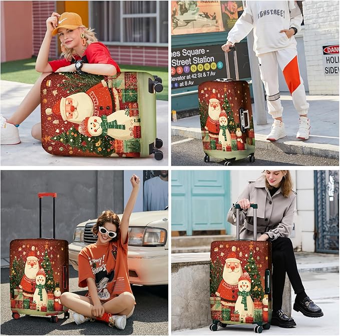 FOREVER QUEEN Snowman Luggage Cover Suitcase Protector Suitcase Cover Anti-Scratch,Stretchable Bag Cover Washable Durable Polyester