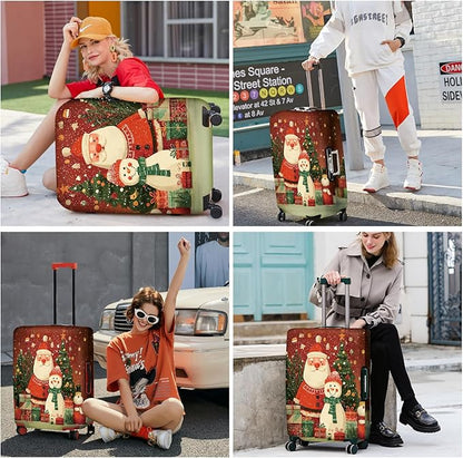 FOREVER QUEEN Snowman Luggage Cover Suitcase Protector Suitcase Cover Anti-Scratch,Stretchable Bag Cover Washable Durable Polyester