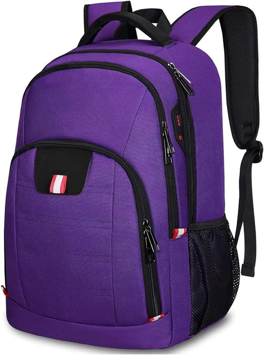 Della Gao Travel Laptop Backpack, Small Backpack for Men and Women with USB Slit Business Computer Backpack Bag (Purple, 15.6 Inch)