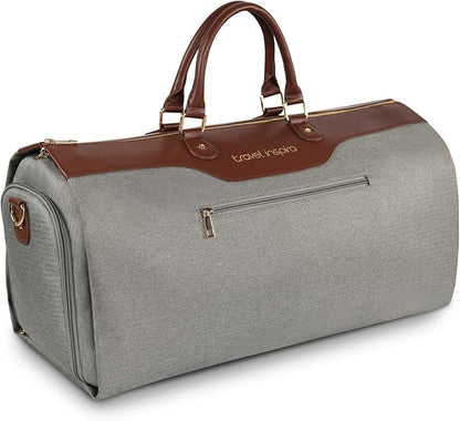 travel inspira Convertible Garment Bag 2 in 1 Carry On Garment Duffle Weekender 45L with Extended Shoe Compartment, Waterproof Nylon, Hanging Hook for Travel Business Men, Army Green