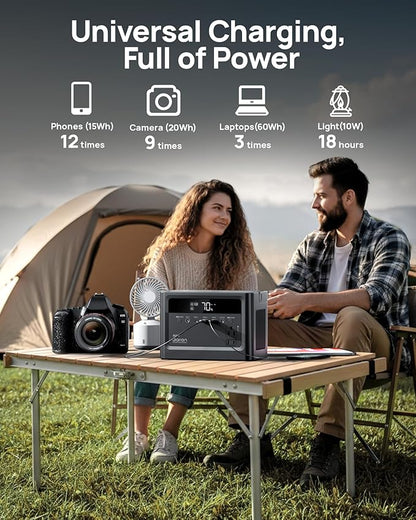 DaranEner Portable Power Station 230.4Wh LiFePO4 Battery, 350W Power Bank with AC Outlet 110V/ 700W Surge, Solar Generator Fast Charging for Camping, Laptop, Emergency, RV, Off-Grid Living