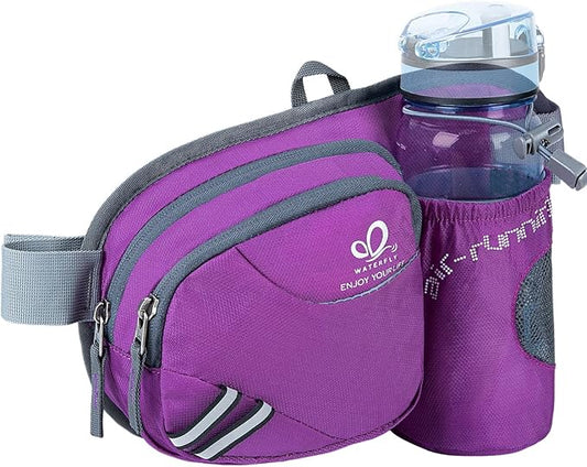 WATERFLY Fanny Pack Waist Bag: Waist Pack for Women Men with Water Bottle Holder Hiking Fanny Pack for Running Walking DogWalking Travel Cycling